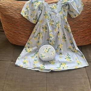 Janie and Jack Light Blue Dress with Yellow Floral Print
